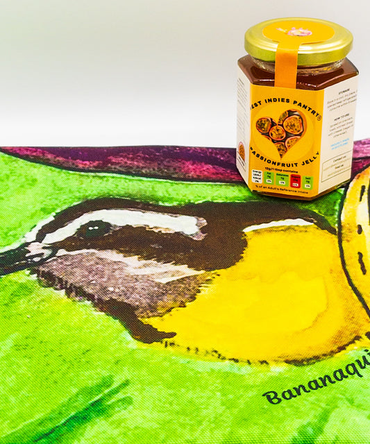 Bananaquit tea towel & Passion Fruit Jelly Bundle